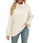 Turtleneck Sweaters for Women Oversized Sweater Chunky Cable Knit Pullover