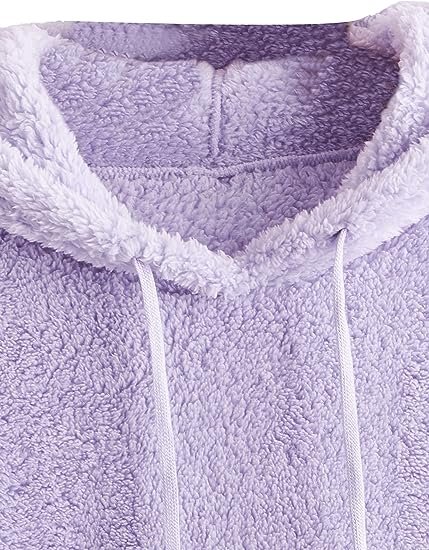 Women's Long Sleeve Color Block Pullover Sweatshirt Fuzzy Fleece Hooded Tops