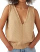 Women's V Neck Sleeveless Knit Pullover Sweater Vest Casual Cami Tank Top