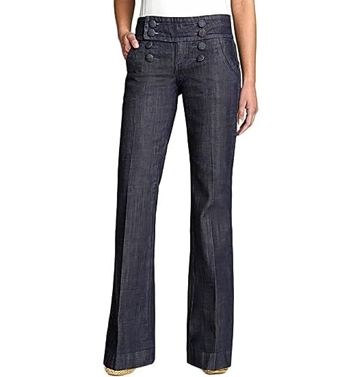 Women’s Jeans Solid Double Breasted Pocket Straight Leg Jeans