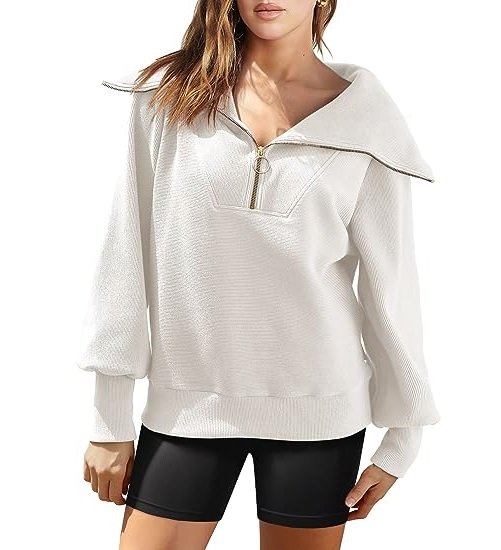 Women's Oversized Quarter Zip Pullover Sweatshirt Hoodie